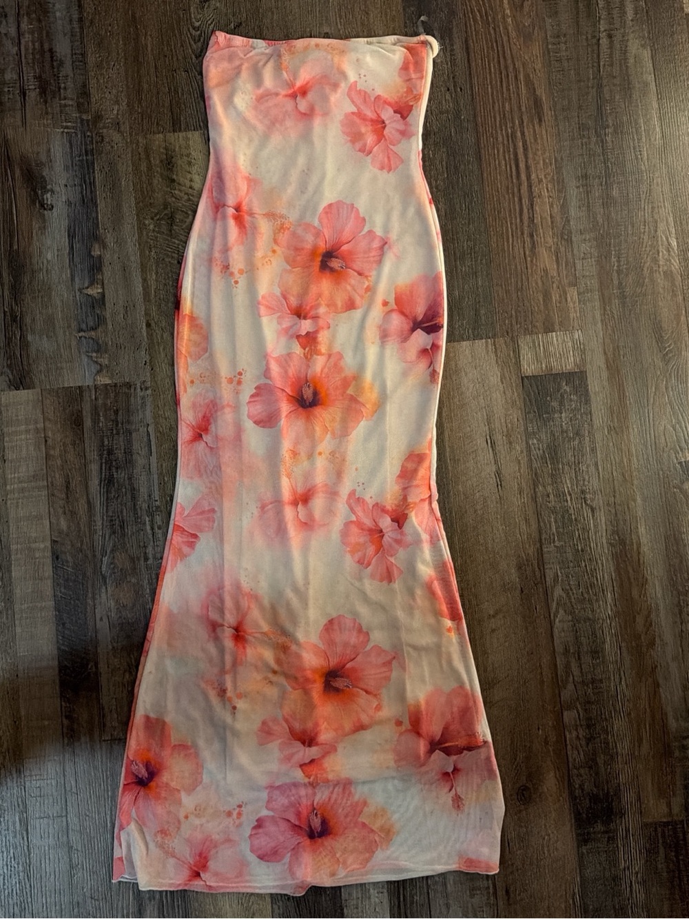 T.J.Maxx Strapless Floral Maxi Dress in Pink and Coral